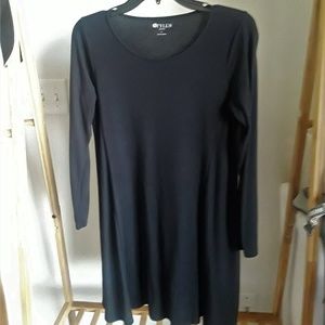 Petite long-sleeve black t-shirt dress